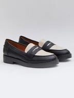 Mokasyny damskie - Bellucci Mokasyny w kolorze czarno-kremowym - miniaturka - grafika 1