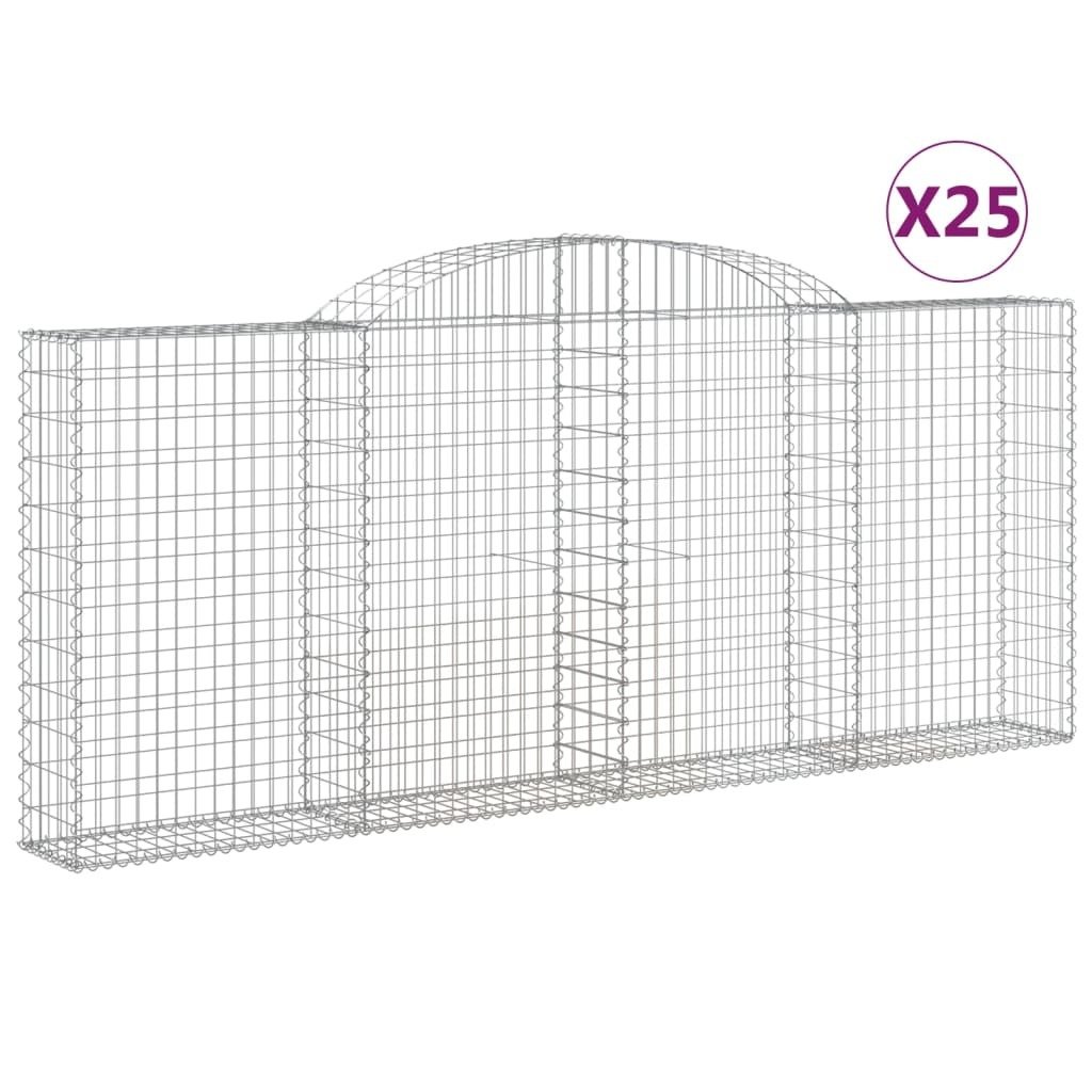 vidaXL Gabiony z wysokim łukiem 25 szt. 300x30x120/140cm Ocynkowane żelazo