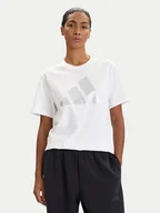 Koszulki i topy damskie - adidas T-Shirt Holiday Metallic Graphic JM4427 Biały Regular Fit - miniaturka - grafika 1