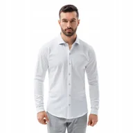 Koszule męskie - Biała koszula męska bawełniania z długim rękawem Ombre OM-SHCS-0177 V1 XXL - miniaturka - grafika 1