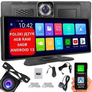 RADIO STACJA MULTIMEDIALNA EKRAN MONITOR CARPLAY ANDROID AUTO MIRROR LINK ANDROID 13 WIDEOREJESTRATOR DVR NA TAPICERKĘ DESKĘ ROZDZIELCZĄ KAMERA COFA.. - Radia samochodowe - miniaturka - grafika 1