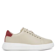 Sneakersy damskie - Sneakersy Calvin Klein Cupsole Lace Up - Suede Bt HW0HW02404 Beżowy - miniaturka - grafika 1