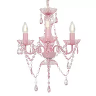 Lampy sufitowe - GSTORE Żyrandol z koralikami różowy okrągły 3 żarówki E14 GS-281598 - miniaturka - grafika 1