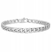 Bransolety męskie - SREBRNA KLASYCZNA MĘSKA BRANSOLETKA PANCERKA STAL - miniaturka - grafika 1