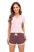 Piżamy damskie - Donna Piżama Daphne Short Różowa XL Różowy - miniaturka - grafika 1