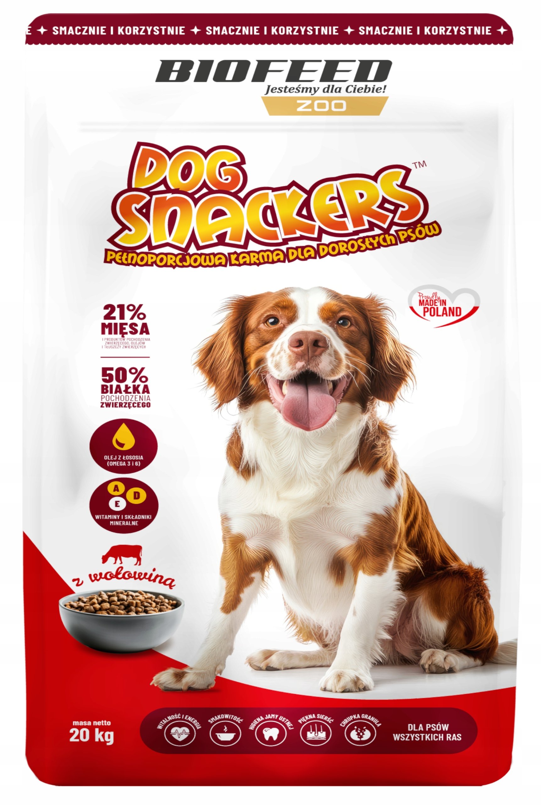 Dog Snakers Adult Wołowina 20kg Sucha karma dla psa z wołowiną
