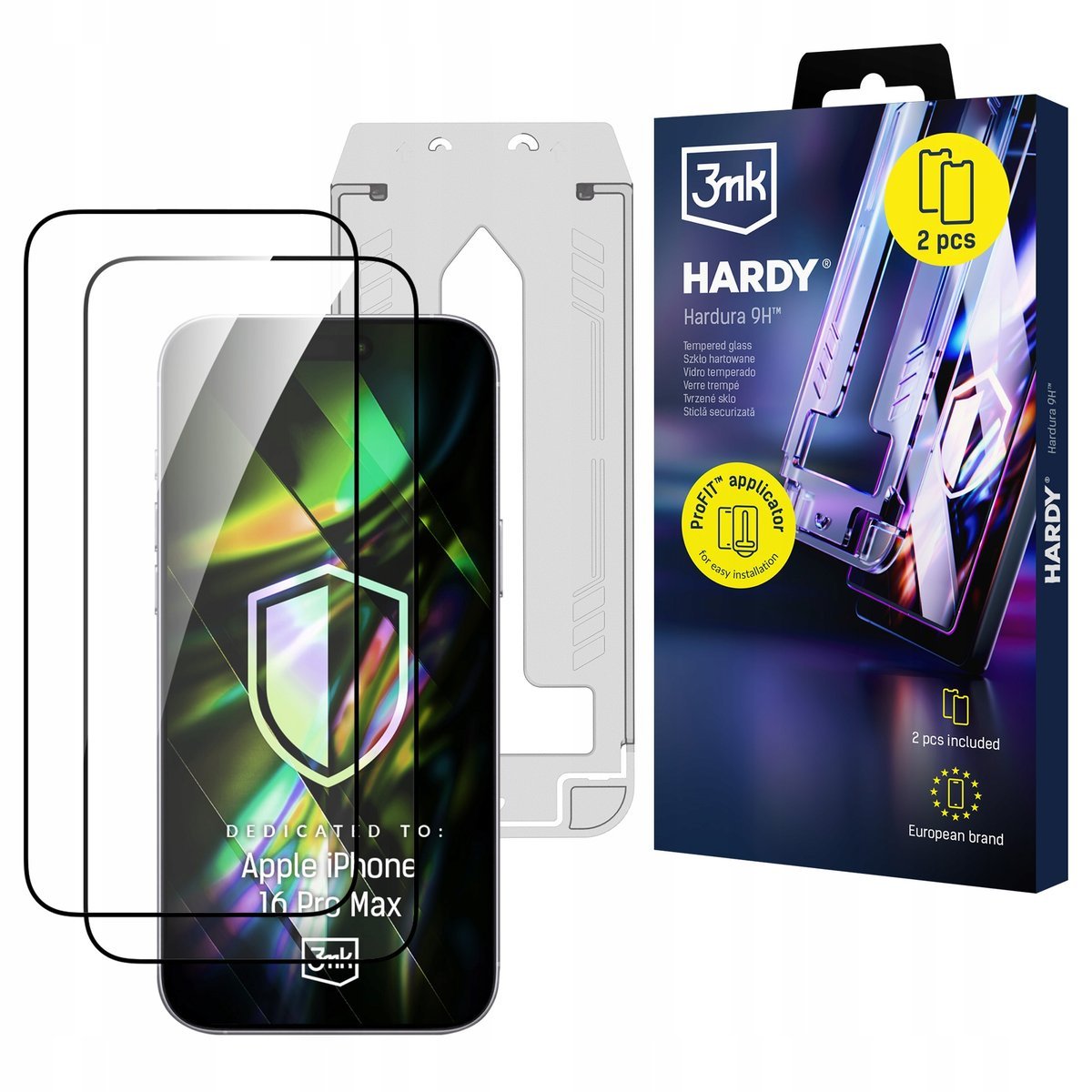 Mocne szkło hartowane z aplikatorem 3mk Hardura 9H Apple iPhone 16 Pro Max