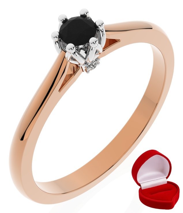 ZŁOTY PIERŚCIONEK ZARĘCZYNOWY 585 14k BRYLANT CZ. 0,09 ct RÓŻOWE ZŁOTO R10