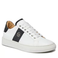 Półbuty męskie - Sneakersy PHILIPP PLEIN Leather Lo-Top Sneakers Hexagon AACS MSC3905 PLE075N White / Black 0102 - miniaturka - grafika 1