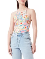 Koszulki i topy damskie - Love Moschino Damska koszulka Deep Round Neckline z rozciągliwej bawełny, dżersej z nadrukiem, wielokolorowa, All.Multicolor, 40 PL - miniaturka - grafika 1