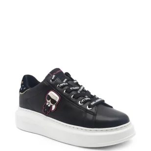 Karl Lagerfeld Skórzana trampki KAPRI Ikon Rhinestone Tab - Trampki damskie - miniaturka - grafika 1