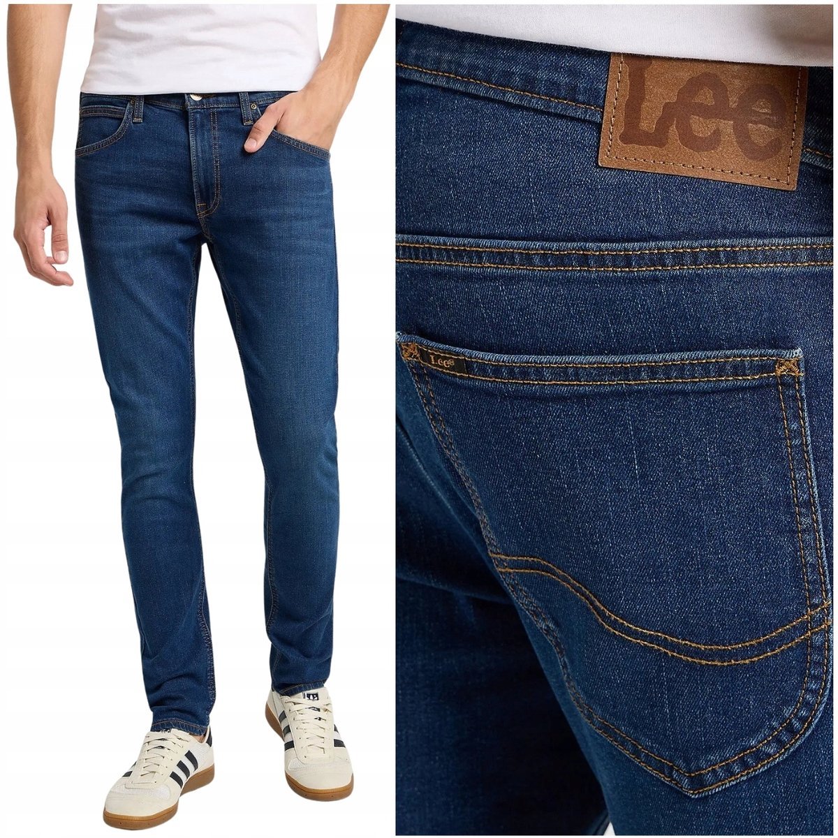 Lee LUKE Dark Hunt DżINS mocno zwężane ciemne spodnie jeansowe W38 L32