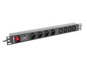 Listwy zasilające - Lanberg lanberg Listwa zasilająca Rack PDU 1U 4x PL + 4x IEC C13 2m 16A czarna (PDU-04E04I-0200-BK) - miniaturka - grafika 1