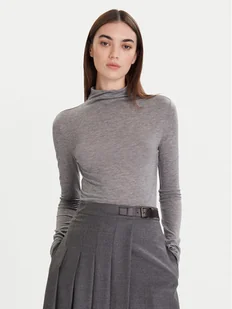 Calvin Klein Sweter LV044D239G Szary Slim Fit - Swetry damskie - miniaturka - grafika 1