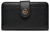 Portfele - MICHAEL KORS portfel damski poziomy skórzany czarny zapinany - miniaturka - grafika 1