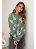 Swetry damskie - L'armoire de Suzette Sweter w kolorze szaro-turkusowym - miniaturka - grafika 1