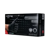 Rękawiczki jednorazowe - SAFEMED STRONG HAND PF Mocne rękawice jednorazowe nitrylowe o diamentowej fakturze Black L 50 szt. - miniaturka - grafika 1