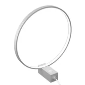 Lampy stojące - Okrągła lampka stojąca na stół Agaro 2003 Shilo LED 9W 4000K metal ring biały - miniaturka - grafika 1