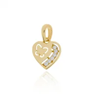 Wisiorki - Złota zawieszka serce serduszko z cyrkoniami i motylkiem pr. 333 - miniaturka - grafika 1