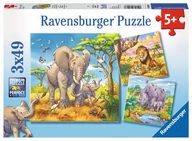 Puzzle - Ravensburger Puzzle 3 x 49 - Dzikie zwierzęta 08003 - miniaturka - grafika 1