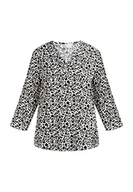 Bluzki damskie - usha Damska bluzka koszulowa, czarny wielokolorowy, XXL - miniaturka - grafika 1