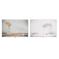 Wazony i flakony - Pudełko ozdobne DKD Home Decor Żółty Beżowy Różowy Drewno MDF Kvety Wazon Licznik (2 Sztuk) - miniaturka - grafika 1