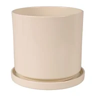 Donice - Doniczka cylinder 19 cm + podstawka kremowy - miniaturka - grafika 1