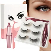 Sztuczne rzęsy i akcesoria - Rzęsy magnetyczne 3x długie + pęseta + eyeliner - miniaturka - grafika 1