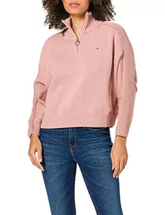 Tommy Hilfiger Damski sweter z zamkiem błyskawicznym High-nk SWT Ls, Kojący różowy, XXL - Swetry damskie - miniaturka - grafika 1