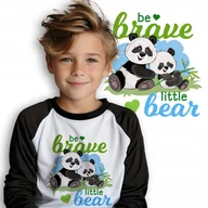 Moda i Uroda OUTLET - Komplet Piżama Dziecięca Czarna Do Snu Panda BE BRAVE LITTLE BEAR Wzory 134 - miniaturka - grafika 1