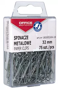 Office products OFFICE PRODUCTS Spinacze metalowe 32mm, w pudełku, 75szt., srebrne 18083269-19 - Spinacze i klipsy do papieru - miniaturka - grafika 1
