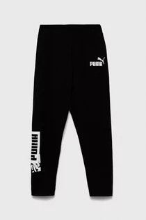 Spodnie i spodenki dla dziewczynek - Puma legginsy dziecięce kolor czarny z nadrukiem - grafika 1