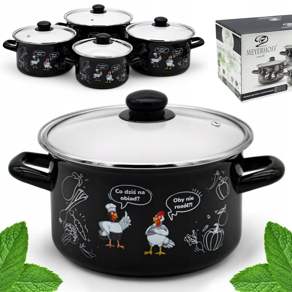 Komplet ZESTAW GARNKÓW emaliowanych 8EL kpl tradycyjne GARNEK EMALIA Garnki