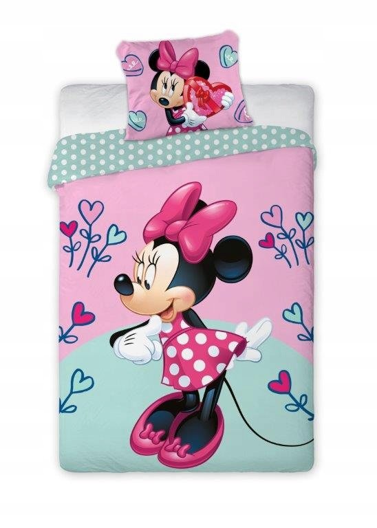 Pościel 135x200 Disney Minnie Mause Myszka Serduszko Komplet bawełniany 229