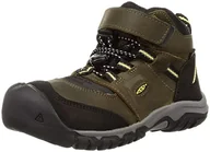 Buty dla chłopców - KEEN Ridge Flex Mid wodoodporny but turystyczny, ciemnooliwkowy/cytryn o zmierzchu, 6 UK - miniaturka - grafika 1