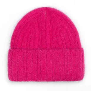 CIEPŁA CZAPKA DAMSKA WEŁNIANA OCIEPLANA ZIMOWA NA ZIMĘ 60% Angora RÓŻOWA - Czapki damskie - miniaturka - grafika 1