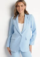 Marynarki i żakiety damskie - Niebieska Marynarka Jednorzędowa ze Wzorem Pasków Viviella - miniaturka - grafika 1