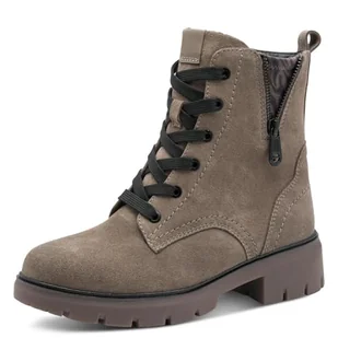 TAMARIS Damskie buty Comfort Lace Boot Flat Półdługie kozaki, Pepper Suede, 42 EU, Pepper Suede, 42 EU - Kozaki damskie - miniaturka - grafika 1