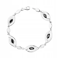 Bransoletki - Damska bransoletka czarny kamień srebro 925 - miniaturka - grafika 1