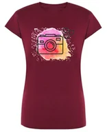Koszulki i topy damskie - T-Shirt damski nadruk Aparat Kolorowe Tło r.XXL - miniaturka - grafika 1