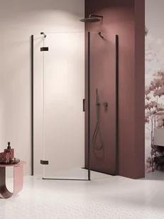 Kabina prysznicowa pięciokątna prawa drzwi uchylne kolor czarny mat 100x80 cm K-3795 New Trendy Nesta Black - Kabiny prysznicowe - miniaturka - grafika 1