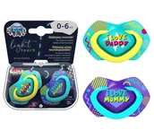 Smoczki uspokajające - CANPOL BABIES SMOCZEK SYMETRYCZNY NEON LOVE 0-6m 2szt. - miniaturka - grafika 1