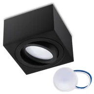 Lampy sufitowe - LUMILED reflektor natynkowy LED reflektor natynkowy lampa sufitowa spot obrotowy kątowy czarny downlight aluminium + moduł LED INSERT 7W 230V ciepły biały 3000K - miniaturka - grafika 1