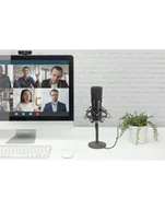 Mikrofony komputerowe - Mikrofon pojemnościowy DIGITUS metalowy statyw z gwintem 3/8'' USB 1,5m czarny DA-20300 - miniaturka - grafika 1