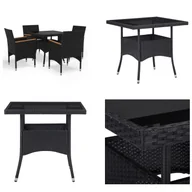 Meble ogrodowe - vidaXL 5-częściowy ogrodowy zestaw jadalny z czarnego polirattanu i drewna akacjowego - Zestaw mebli ogrodowych - Zestawy mebli ogrodowych - Ogrodowy zestaw jadalny - Ogrodowe zestawy jadalne - miniaturka - grafika 1