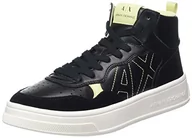 Sneakersy damskie - Armani Exchange Damskie sneakersy Seattle Mid z kontrastowym wyszywanym logo, Black Lemon, 38.5 EU - miniaturka - grafika 1