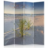 Parawany - Parawan pokojowy FEEBY, Zielona trawa na plaży, Dwustronny 145x170cm 4-częściowy - miniaturka - grafika 1
