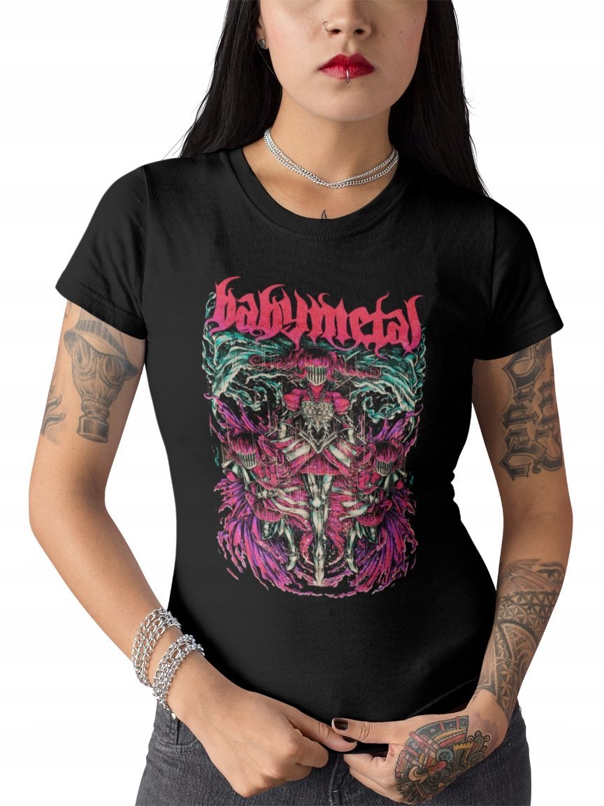 BABYMETAL Koszulka Damska T-Shirt czarny kawai metal j-pop rock koncert S