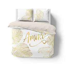 Detexpol Pościel bawełniana 220x200 biała złota Amore 4718 A Holland Home 71 - Pościel - miniaturka - grafika 1