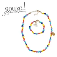 Prace ręczne dla dzieci - Souza! Zestaw naszyjnik i bransoletka kwiatki z koralików niebieski Millie - biżuteria - miniaturka - grafika 1